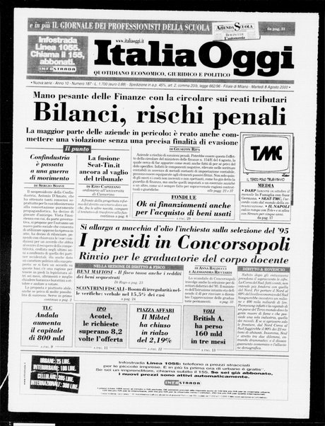 Italia oggi : quotidiano di economia finanza e politica